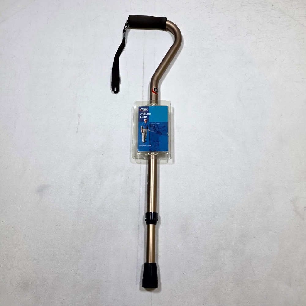 Carex Walking Cane Adjustable Bronze Offset Foam Handle Mobility Aid